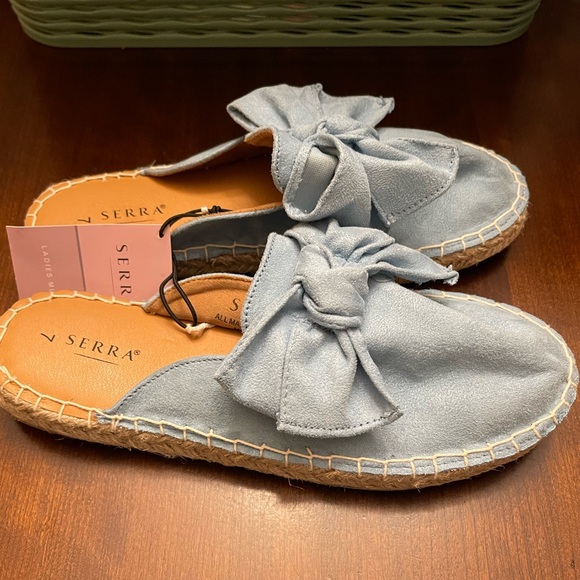 NWT Serra Womens Blue Espadrille Flat Mules - Picture 6 of 8